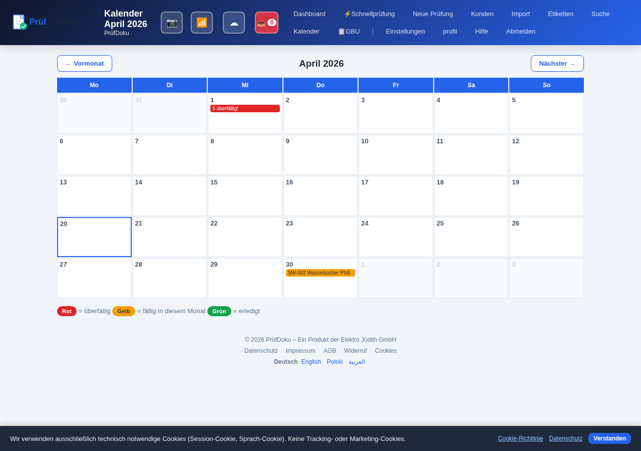 PrüfDoku Kalender